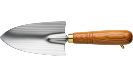 Garden trowel PNG isolated on transparent background, hand tool for planting and digging in the garden, gardening equipment