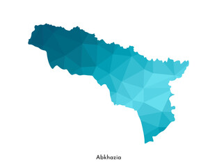 Vector isolated illustration icon with simplified blue silhouette of Abkhazia map. Low poly geometric style. White background