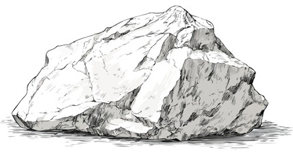 Detailed Vector Drawing of a Large Rock with Picture Overlay