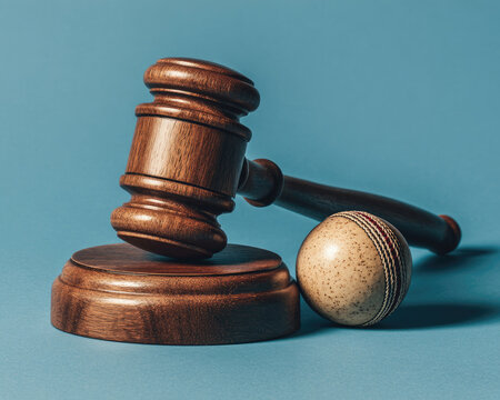 Gavel and Cricket Ball Auction Concept