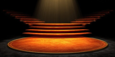 Grand entrance with illuminated carpeted steps awaits recognition.