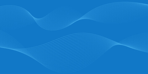 Abstract background with waves for banner. Web banner size. Vector background with lines. Element for design isolated on blue. 