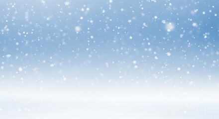 Fototapeta premium Gentle snowfall on a clear winter day with blue sky