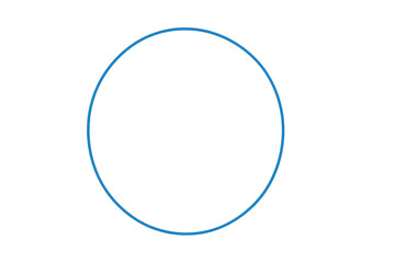 Blue circle outline on transparent background, a geometric shape for design, technology, and abstract concepts