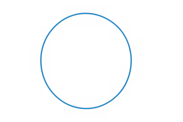 Blue circle outline on transparent background, a geometric shape for design, technology, and abstract concepts
