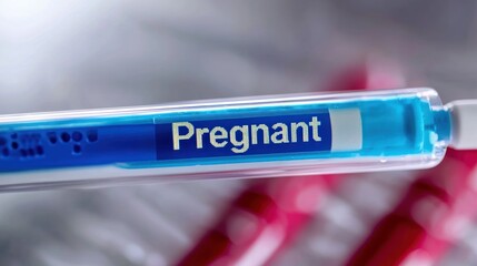 Obraz premium A close-up of a pregnancy test, with the words 