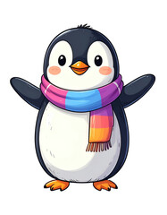 Obraz premium Ein fröhlicher Pinguin im einfachen Comic-Stil, PNG