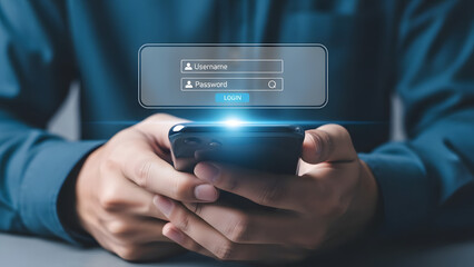 Hand holding smartphone displaying augmented reality interface