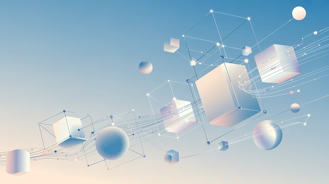 Global digital communication network with a 3D blue earth globe and abstract satellite dish technology illustration