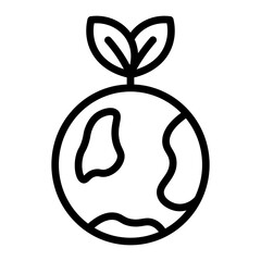 Earth Globe Vector Line Icon Design
