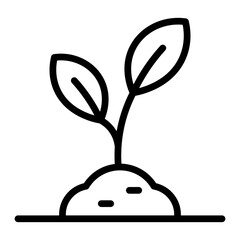 Tree Planting Vector Line Icon Design