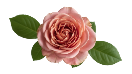 Elegant peach rose isolated PNG on transparent background, romantic flower blossom for wedding invitations and floral design
