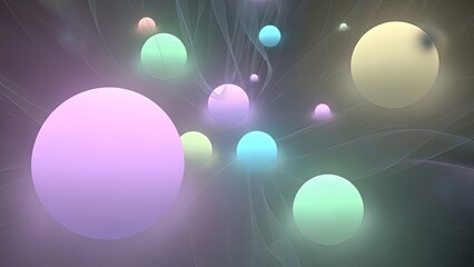 Luminous Spheres Floating in a Dreamlike Abstract Space.