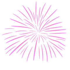 Pink firework explosion. Abstract light burst or sparkle. Hand drawn doodle element for festive celebration and holiday decoration.