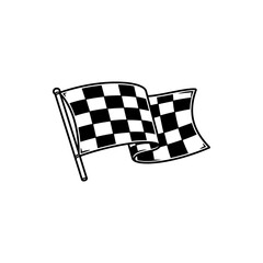 Fototapeta premium Checkered Flag Waving Symbolizing Victory and Completion in Racing.