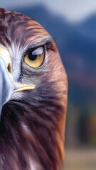 Intense side profile of a bird of prey staring with focus and determination