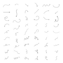 Thin hand drawn arrows collection Line Art