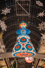 Colorful Festive Decor in Shopping Mall Ceiling