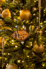 Festive Christmas Tree with Golden Ornaments