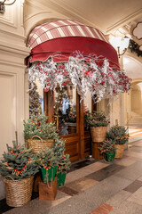 Festive Holiday Decor with Baskets of Pine Branches