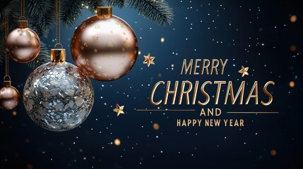 8K Ultra-HD Gold Silver Texture Christmas Ball Snow Background, Quiet Luxury Festive Commercial Material, E-commerce Promotion Poster, High-End Holiday Print Material