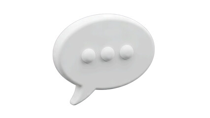 3D Speech Bubble with Dots on White Background