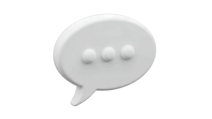 3D Speech Bubble with Dots on White Background