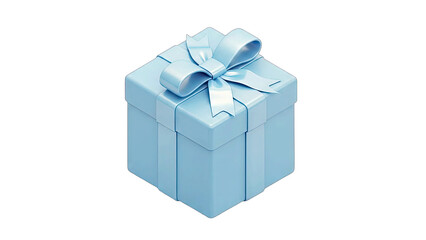 Obraz premium Blue Gift Box with Ribbon on White Background