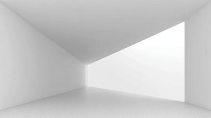 Minimalist abstract space with bright light emerging from a corner opening.