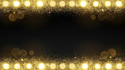 Golden Glitter Frame with Lights Elegant Background for Celebrations