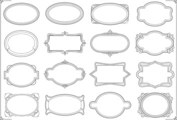 Variety of Decorative Shapes on Transparent Background, Oval, Rectangular, and Edged