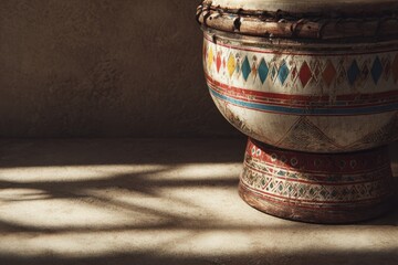 Traditional Mauritanian T'bel Drum Close-Up