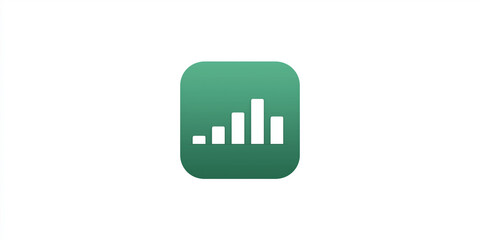 green bar chart icon, flat design aesthetic, modern and minimalistic style, suitable for finance presentations, website analytics, app user interfaces