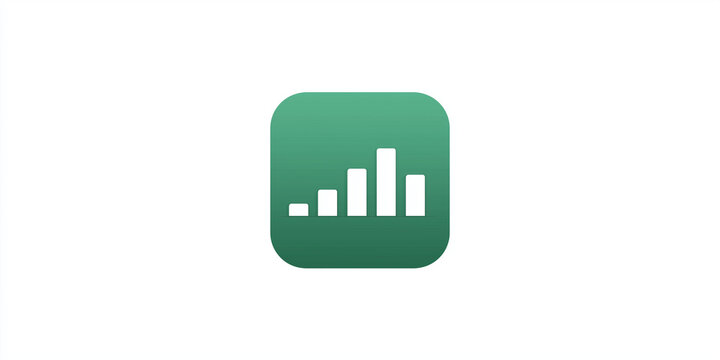 green bar chart icon, flat design aesthetic, modern and minimalistic style, suitable for finance presentations, website analytics, app user interfaces