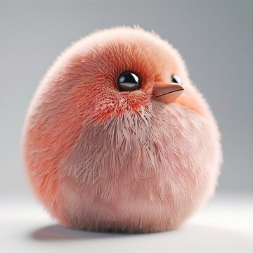 A round robin bird with a soft body sits in a bright space. Its fluffy feathers stand out as it gazes softly. The scene is simple and warm, highlighting the bird's charm