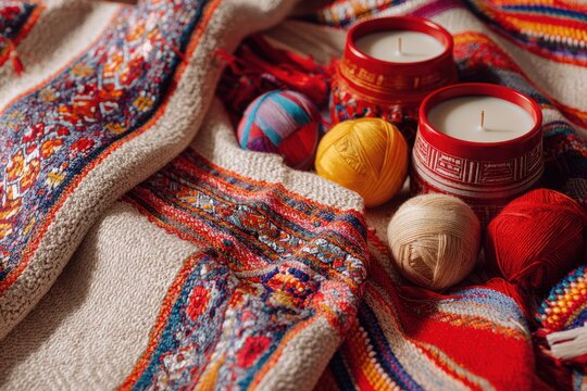 Vibrant Peruvian Independence Day Decorations Display - Powered by Adobe
