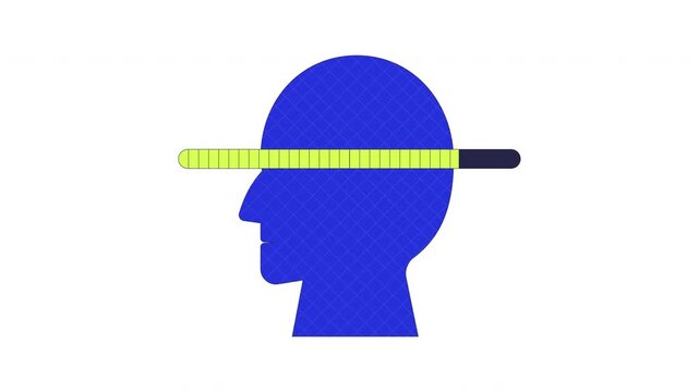 Data processing with loading bar 2D animation. Blue head silhouette with progress bar. Update indicator. Web loader. Machine learning animated cartoon flat concept metaphor 4K video isolated on white