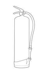 Vector fire extinguisher outline illustration. Emergency safety equipment for fire protection, warning sign, building safety, industrial hazard and rescue concept. EPS editable design.