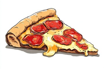 Vibrant Cartoon Pepperoni Pizza Slice Illustration
