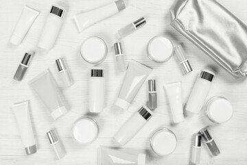 pink tubes on the white background. New trending colour of the 2026 year 