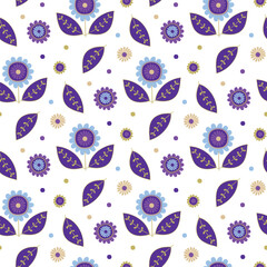 modern, cute, seamless colorful flowers pattern and background vector illustration