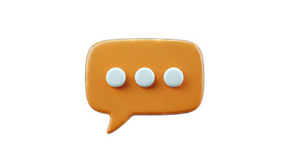 3D Orange Chat Bubble with Dots on White Background
