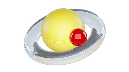 Abstract Spheres with Ring Element on White Background