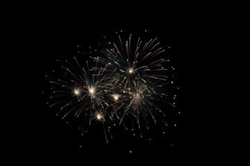Obraz premium Fireworks on black sky outdoors night illuminated.