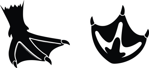 Two black duck footprints on a white background in simple graphic style