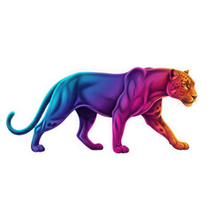 Obraz premium Colorful abstract panther walking isolated on transparent background
