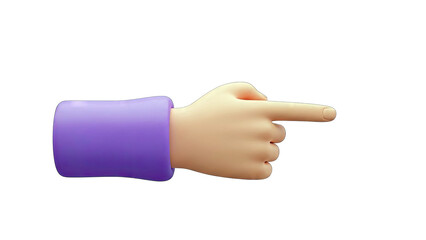 Cartoon Hand Pointing Right on White