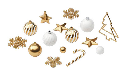 Christmas Ornaments Collection Isolated on White