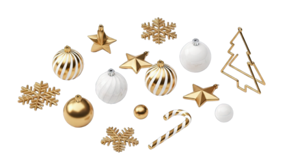 Christmas Ornaments Collection Isolated on White