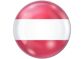 Austrian Flag 3D Icon - Glossy Sphere Button Isolated
